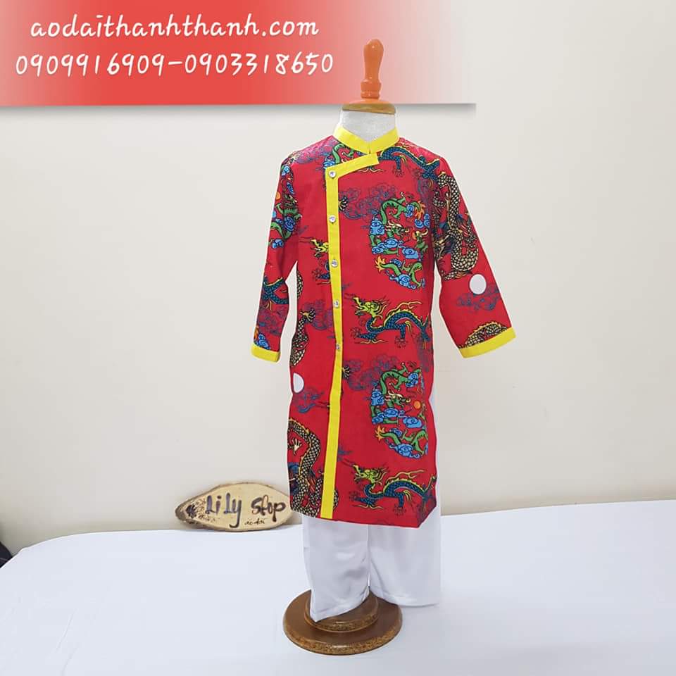 Áo Dài Bé Trai Họa Tiết Rồng