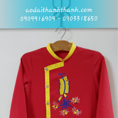 Áo Dài Bé Trai Thêu Phong Pháo