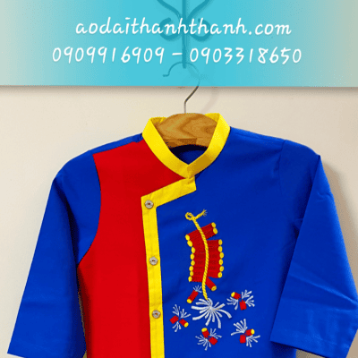 Áo Dài Bé Trai Thêu Phong Pháo